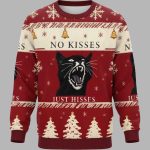 No Kisses Just Hisses Angry Black Cat Christmas Ugly Sweater