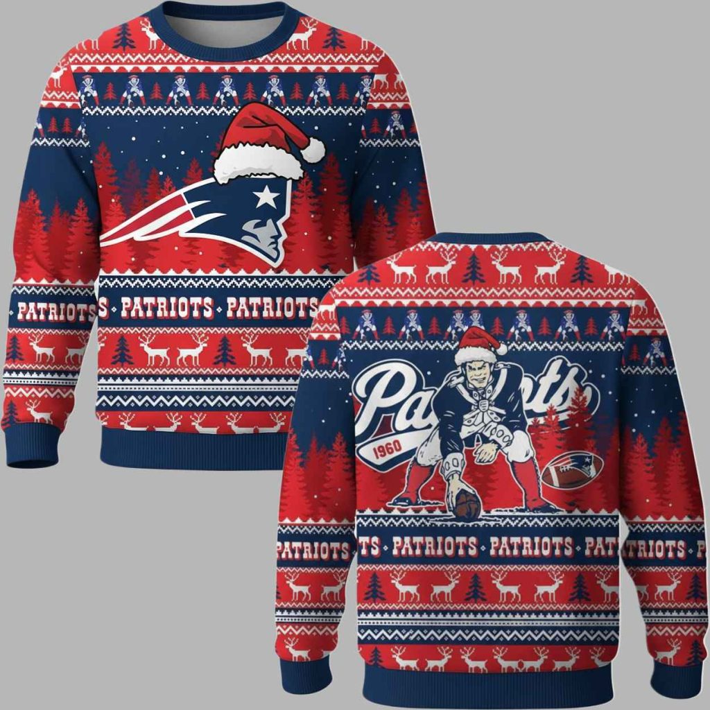 Patriots Santan Hat 1960 Ugly Christmas Sweater