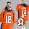 Peyton Manning 18 Denver Football Unisex Blanket Hoodie 1