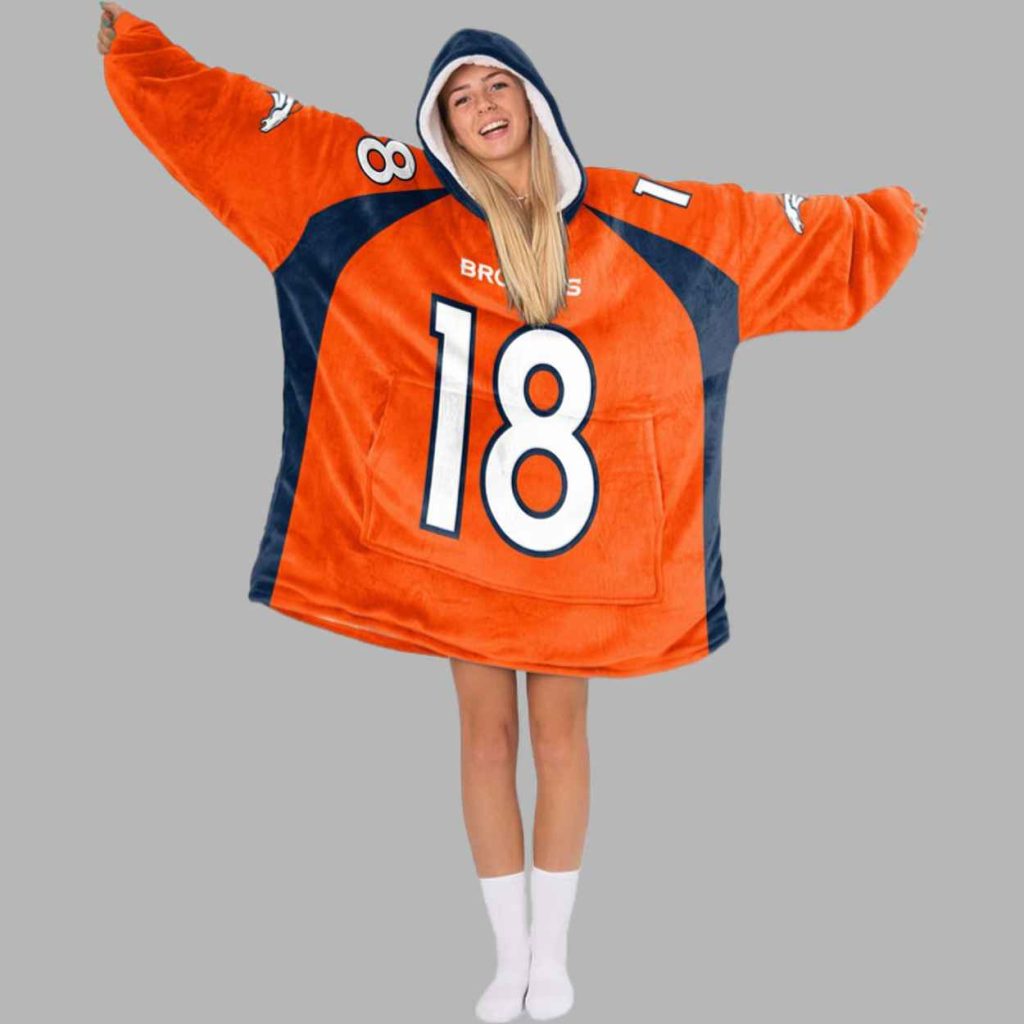 Peyton Manning 18 Denver Football Unisex Blanket Hoodie 2