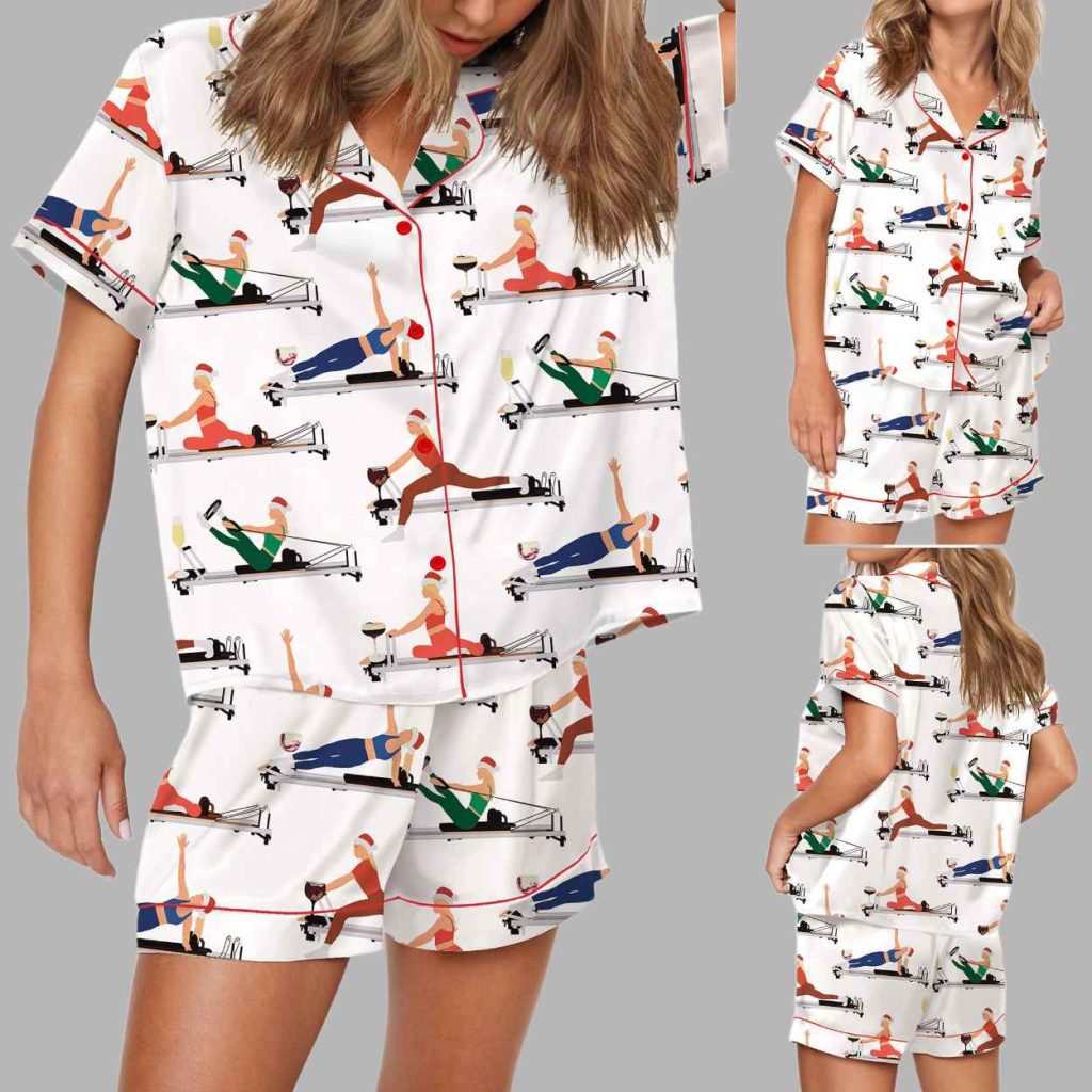Pilates Alcohol Girl Christmas Silky Pajama Set 2