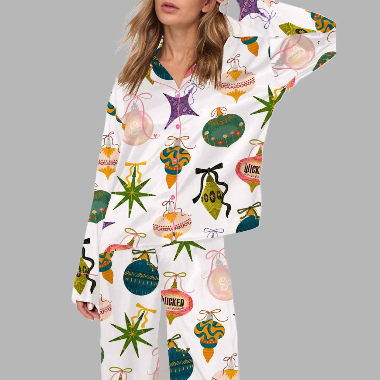 Pink and Green Change For Good Silky Satin Pajama Set 1 Pink and Green Change For Good Silky Satin Pajama Set 1