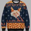 Pizza Cat With Laser Eyes Christmas Ugly Sweater 1