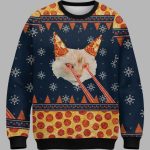 Pizza Cat With Laser Eyes Christmas Ugly Sweater