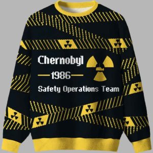 Chernobyl 1986 Yellow Tape Ugly Christmas Sweater 1