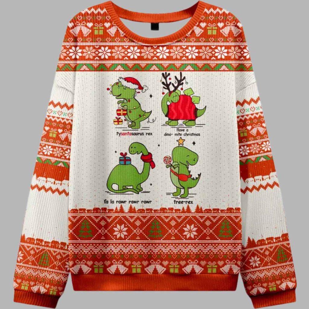 Rex the Halls Christmas Ugly Sweater 2