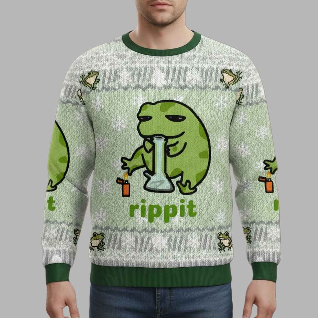 Rippit Frog Bong Christmas Ugly Sweater 2