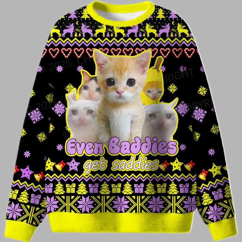 Saddies Five Cats Ugly Christmas Sweater 2