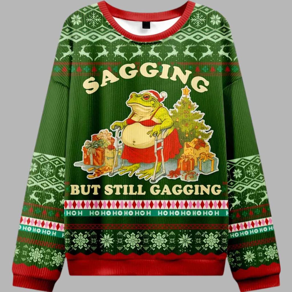 Sagging Santa Frog Christmas Ugly Sweater 2