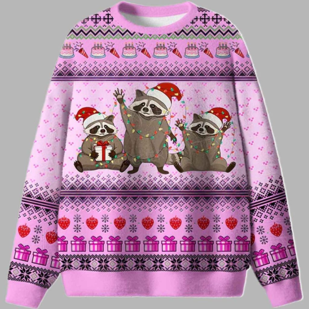 Santa Raccoons Ugly Christmas Sweater 2