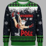 Santa Working It At The Pole Christmas Ugly Sweater