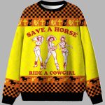 Save A Horse Ride A Cowgirl Ugly Christmas Sweater
