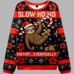 Sloth Eating Gingerbread Man Christmas Ugly Sweater