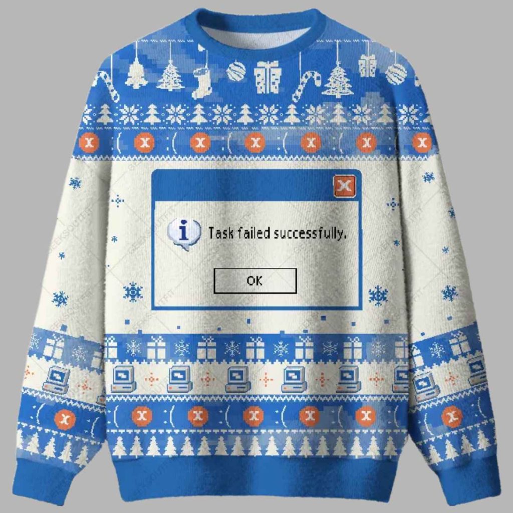 Task Failed Successfully Ugly Christmas Sweater 2