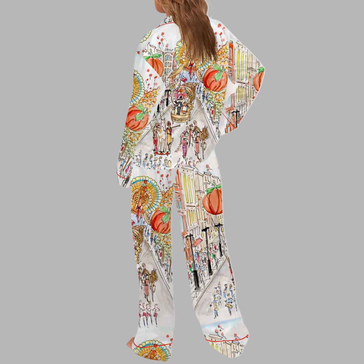 Thanksgiving Day Parade Silky Satin Pajama Set 3 Thanksgiving Day Parade Silky Satin Pajama Set 3