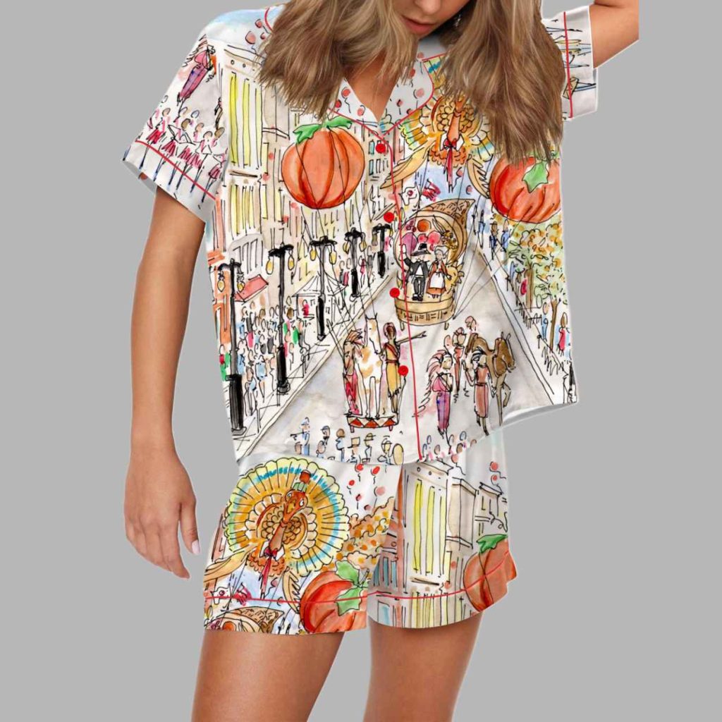 Thanksgiving Day Parade Silky Satin Pajama Set 4 Thanksgiving Day Parade Silky Satin Pajama Set 4