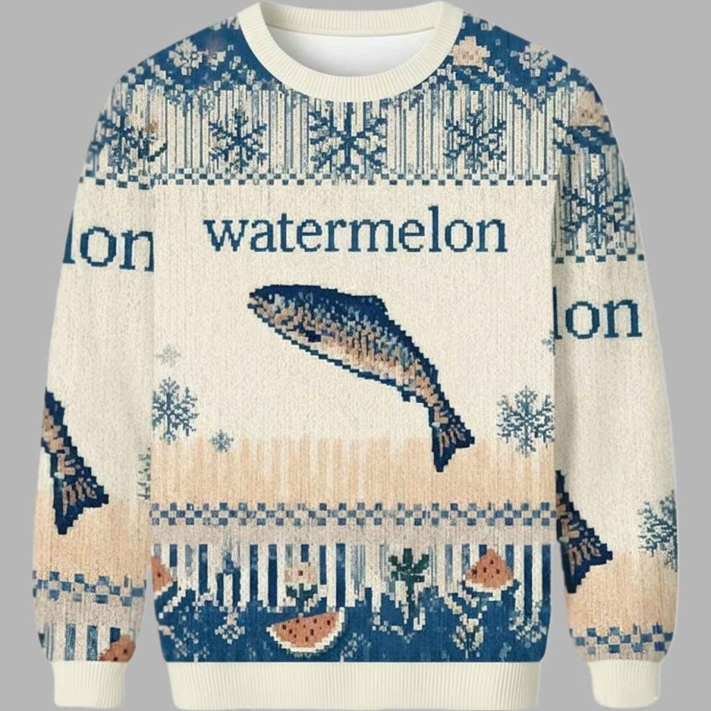 Watermelon Fish Ugly Christmas Sweater 2 Watermelon Fish Ugly Christmas Sweater 2