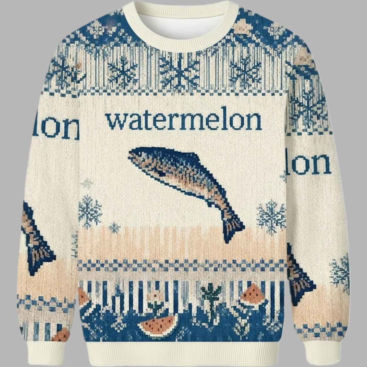 Watermelon Fish Ugly Christmas Sweater 2 Watermelon Fish Ugly Christmas Sweater 2