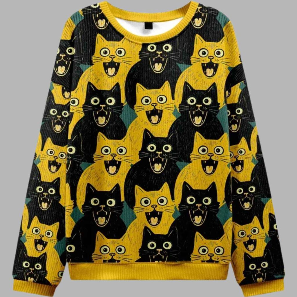 Yellow Cat And Black Cat Christmas Ugly Sweater 2 Yellow Cat And Black Cat Christmas Ugly Sweater 2