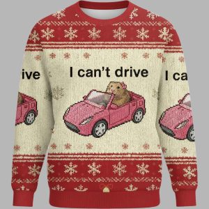 I Cant Drive Funny Hamster Meme Christmas Ugly Sweater 1