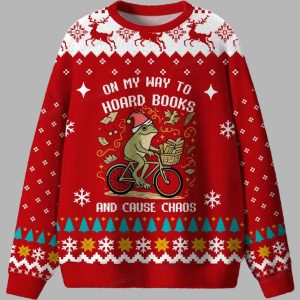 On My Way To Hoard Books And Cause Chaos Ugly Christmas Sweater 2