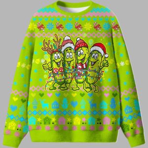 Cheerful Pickles Ugly Christmas Sweater 1