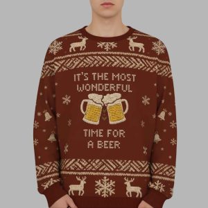 Wonderful Time For a Beer Christmas Ugly Sweater 1