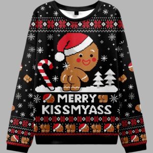 Kissing The Gingerbread Mans Butt Christmas Ugly Sweater 1