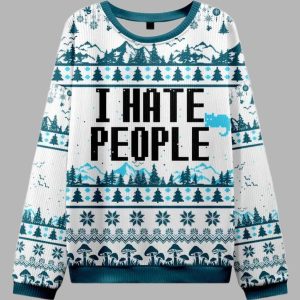 Cat Hate People Funny Christmas Ugly Sweater 1