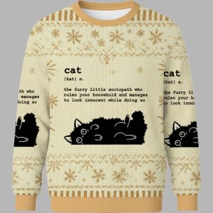 Definition Of Cat Funny Christmas Ugly Sweater 1