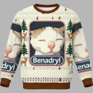 Benadryl Cat Meme Christmas Ugly Sweater 1