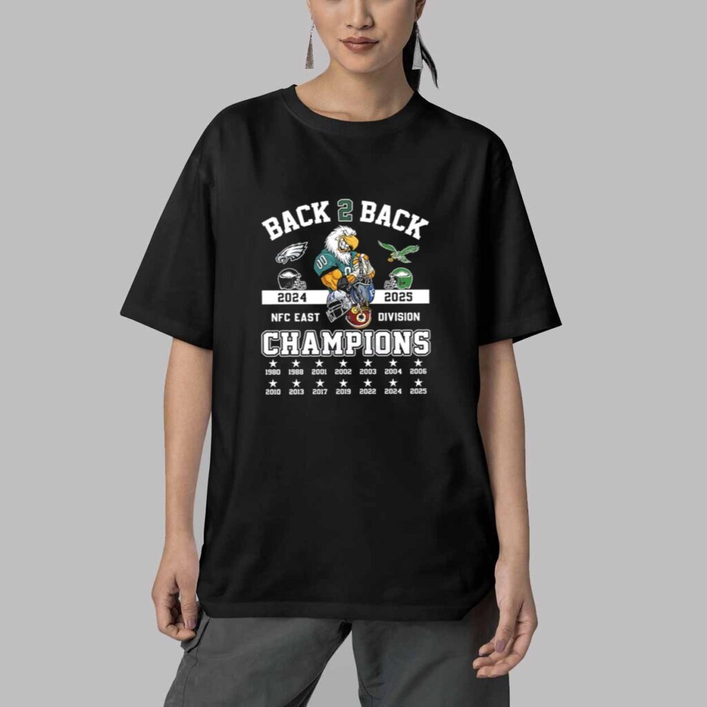 2025 Eagles NFC Back To Back East Champions Shirt 5