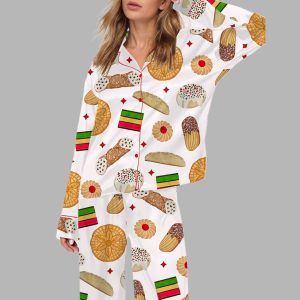 Italian Cookies Desserts Silky Satin Pajama Set 1