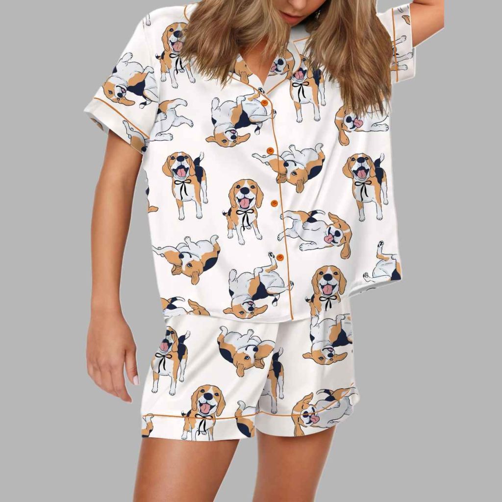 Beagle Silky Satin Pajama Set 4