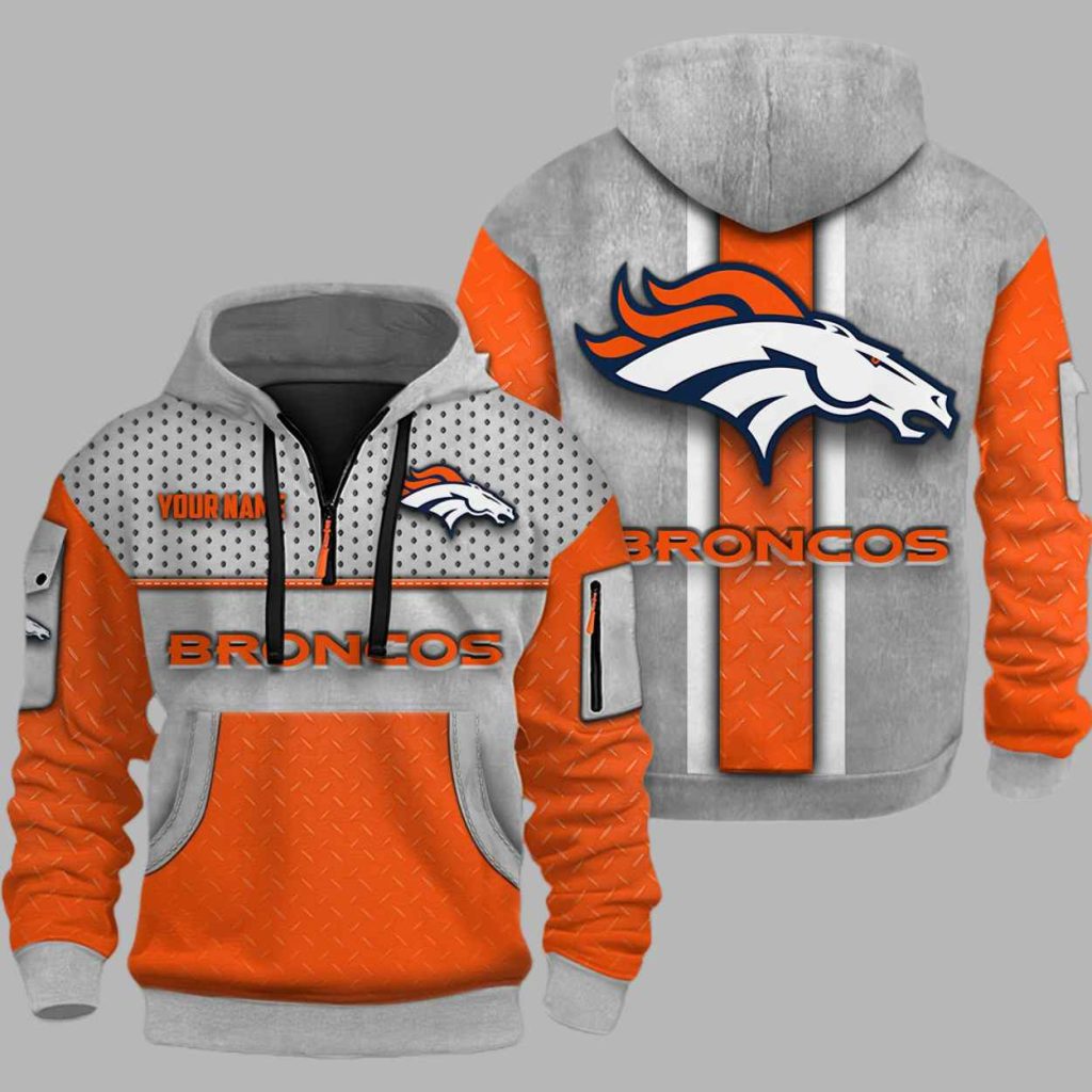 Broncos Personalization 3D Half zip Hoodie 2