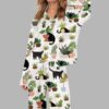 Cats And Plants Silky Satin Pajama Set