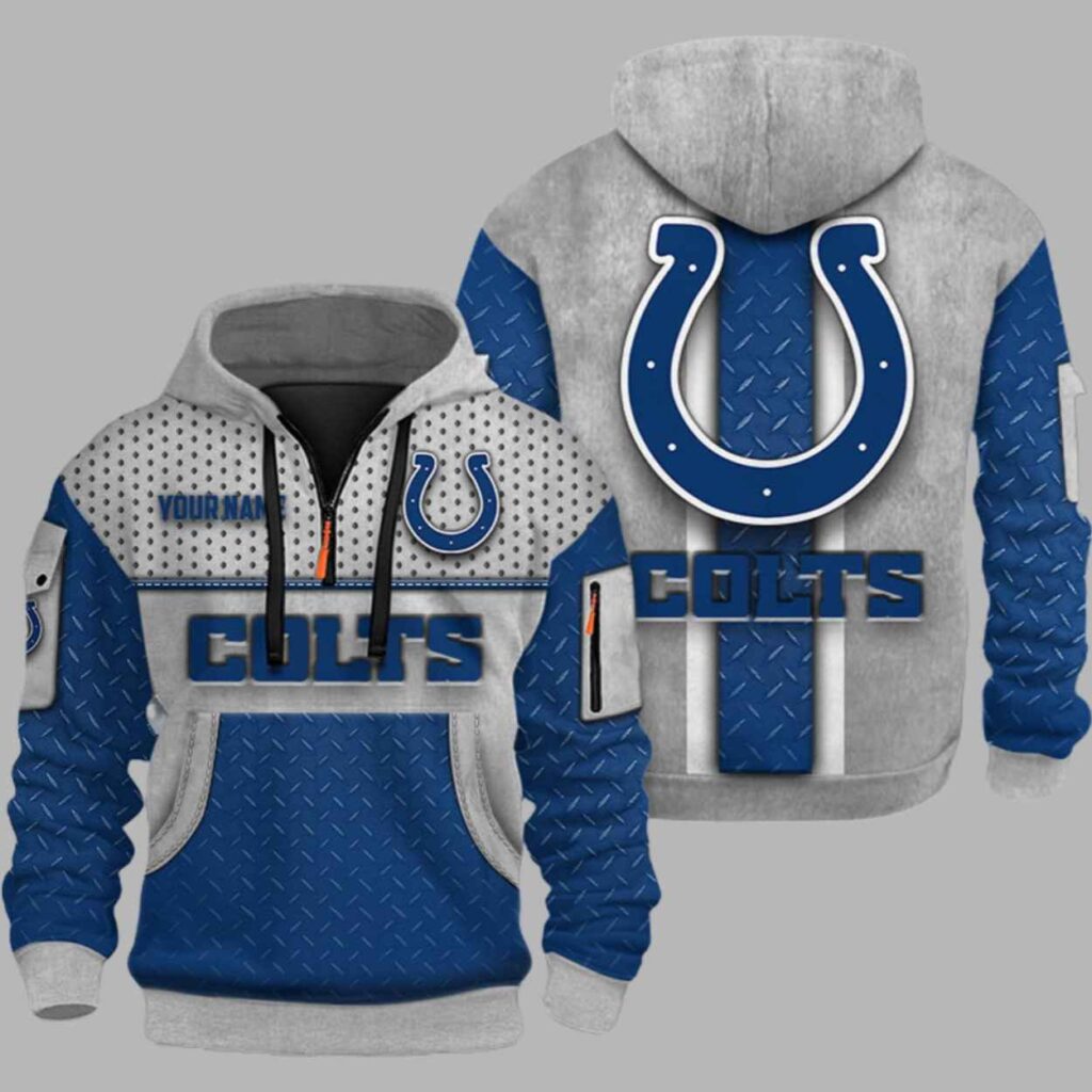 Colts Personalization 3D Half zip Hoodie 2