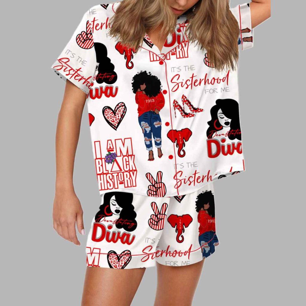 Delta Sigma Theta DST Silky Satin Pajama Set 4