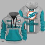 Dolphins Personalization 3D Half-zip Hoodie