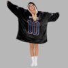 Drake Maye 10 New England Football Unisex Blanket Hoodie 2