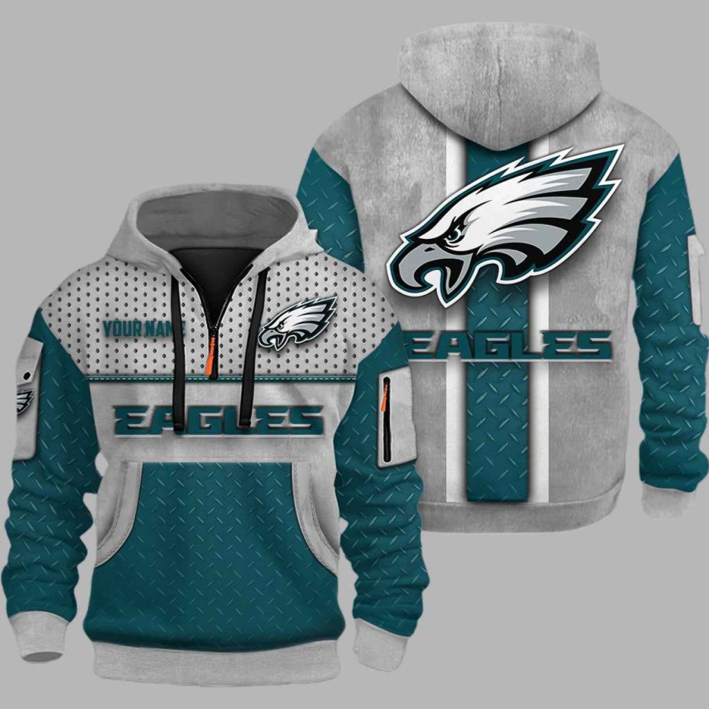 Eagles Personalization 3D Half zip Hoodie 2