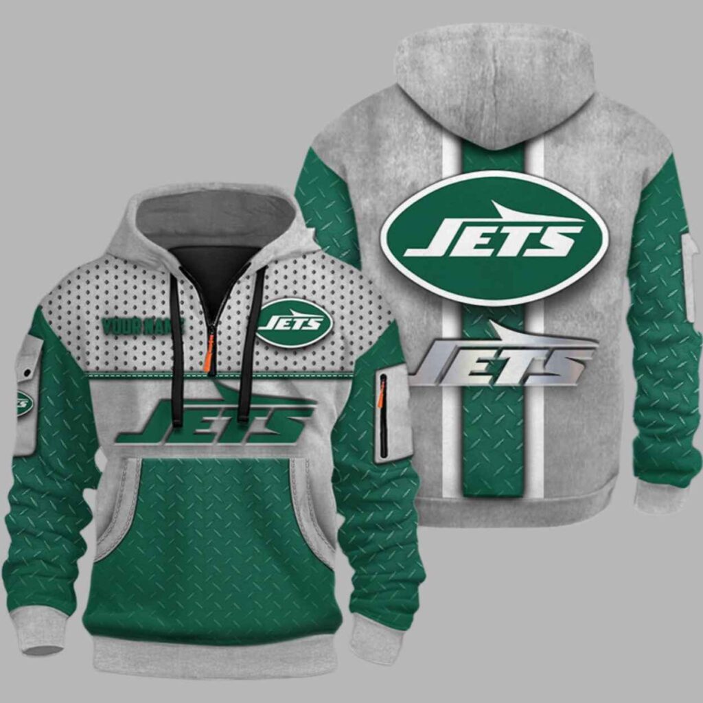 Jets Personalization 3D Half zip Hoodie 2