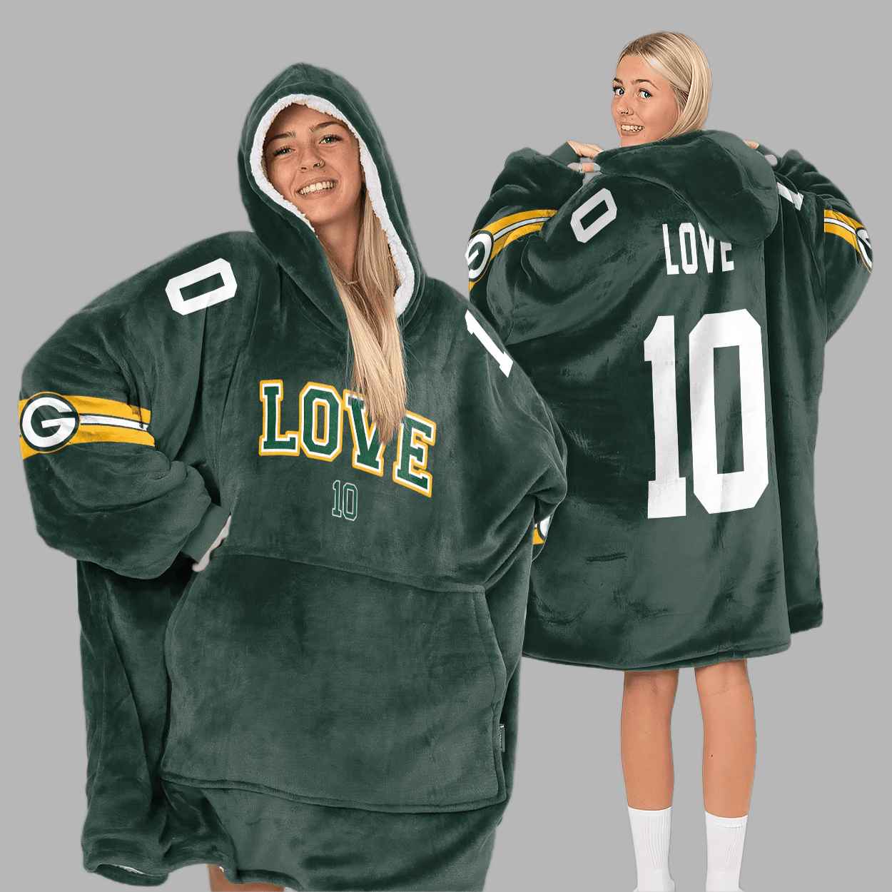 Jordan Love 10 Green Bay Football Unisex Blanket Hoodie 1 Jordan Love 10 Green Bay Football Unisex Blanket Hoodie 1