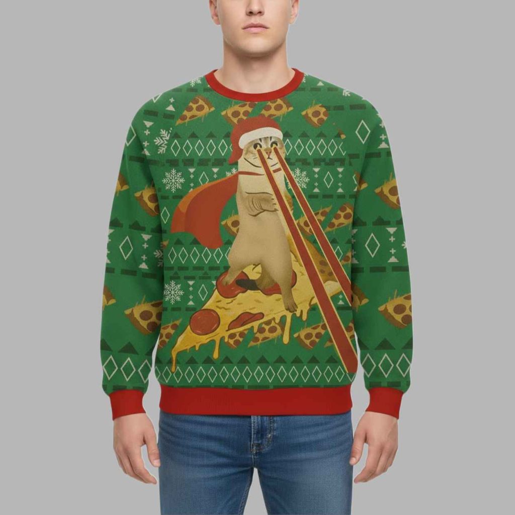 Laser Eye Cat Christmas Ugly Sweater 2 Laser Eye Cat Christmas Ugly Sweater 2
