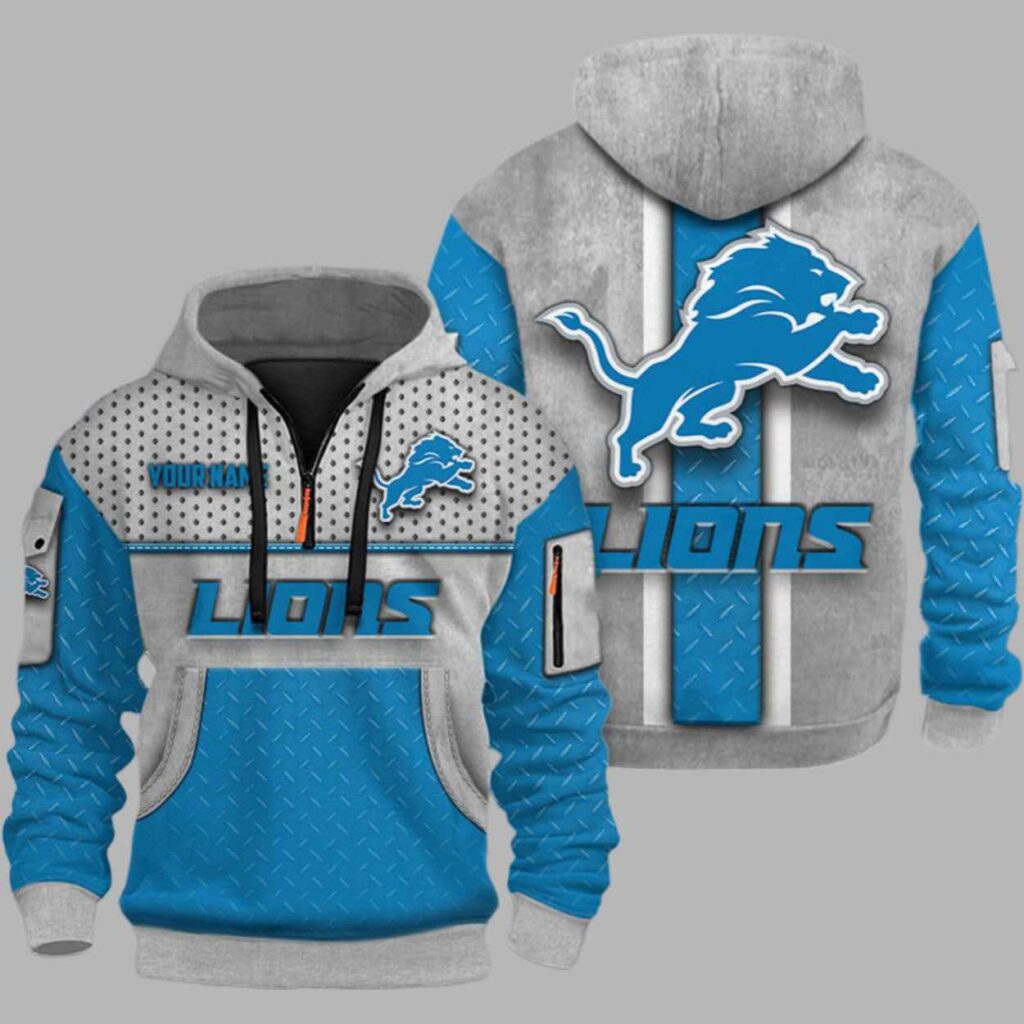 Lions Personalization 3D Half zip Hoodie 2