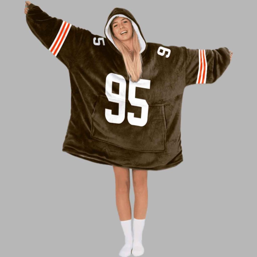 Myles Garrett 95 Cleveland Football Unisex Blanket Hoodie 2