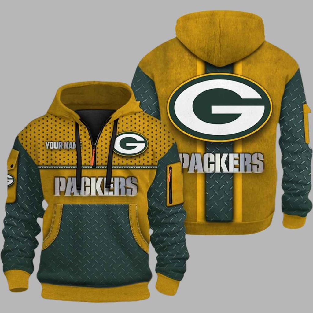 Packers Personalization 3D Half zip Hoodie 2