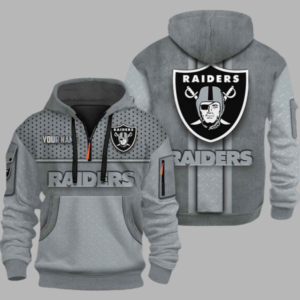 Raiders Personalization 3D Half zip Hoodie 2