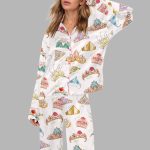 Retro Princess Crown Silky Satin Pajama Set