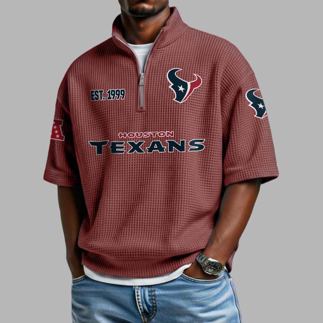 Texans EST 1999 Quarter Zip Shirt - gullprint.com